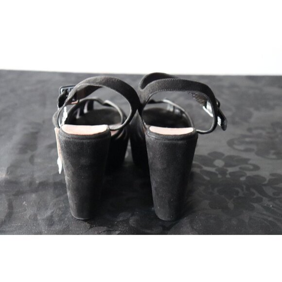 Robert Clergerie Women Size 11 Black Platform Sandals Open Toe Wedge Suede Pumps - Picture 11 of 12
